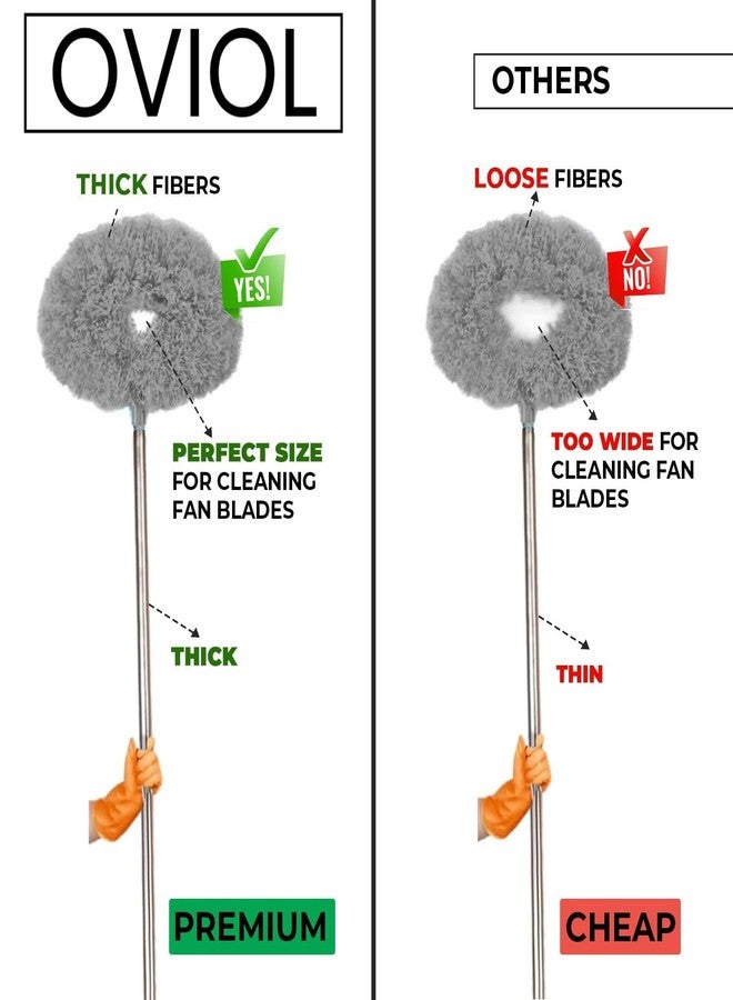 OVIOL Fan Cleaner Brush with Long Rod Flexible Fan Cleaning Mop Microfiber Dust Cleaner Foldable Duster for Home Cleaning Microfiber Duster Cleaning Home, Kitchen, Car, Ceiling(Grey) - Image 4
